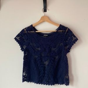 Express Blue Lace Blouse
